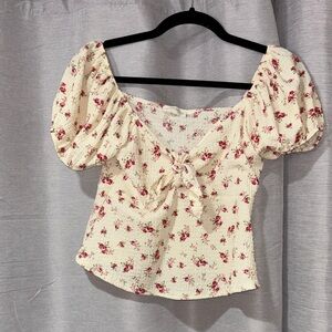 See You Monday Cream Floral Puff Sleeve Blouse
